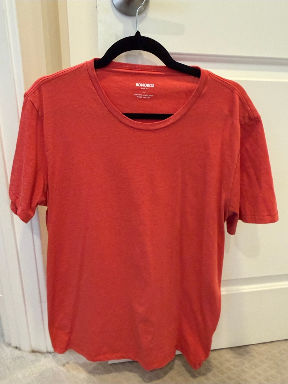 Bonobos Men’s Coral-Red Short Sleeve Crewneck Tee